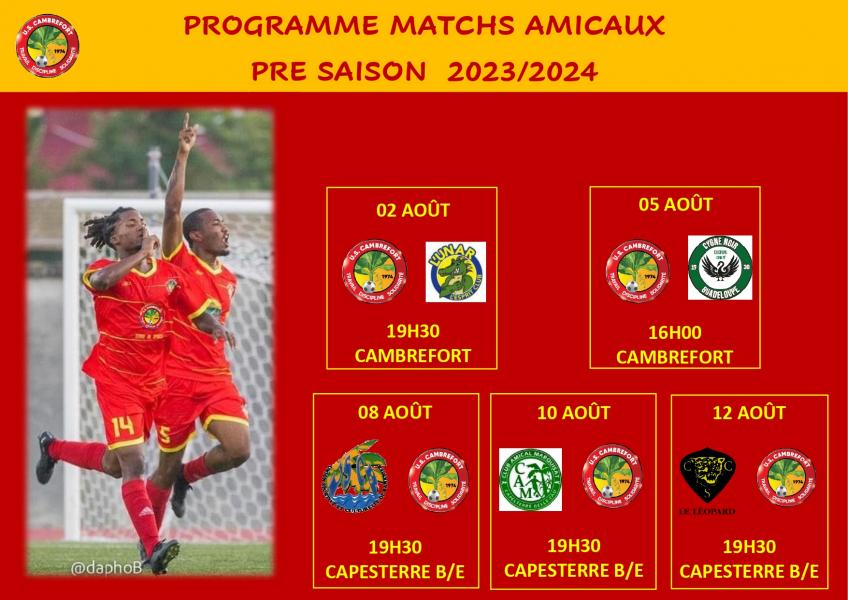 Planning des matchs amicaux Séniors R1