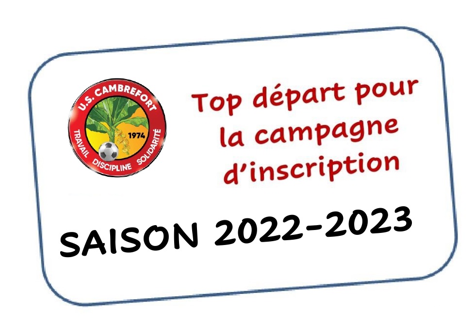 Top départ pour les inscriptions version 2022/2023