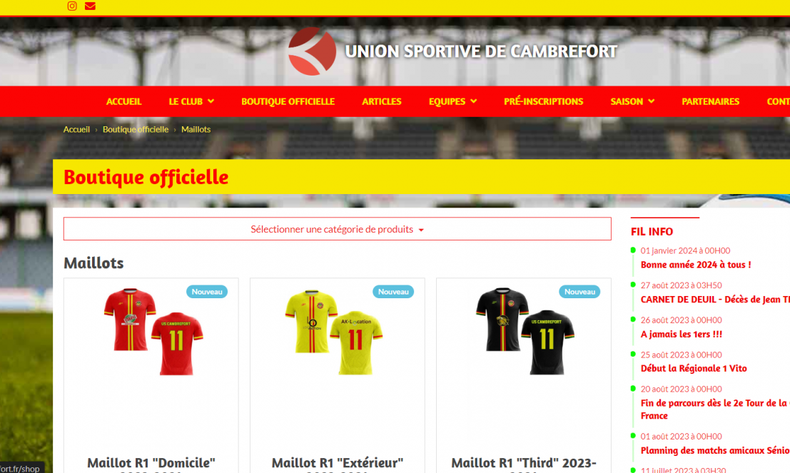 La boutique en ligne de l'US Cambrefort est arrivée !!!