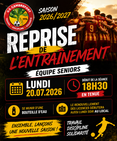 Reprise des entraînements : les Seniors lancent la saison 2026-2027